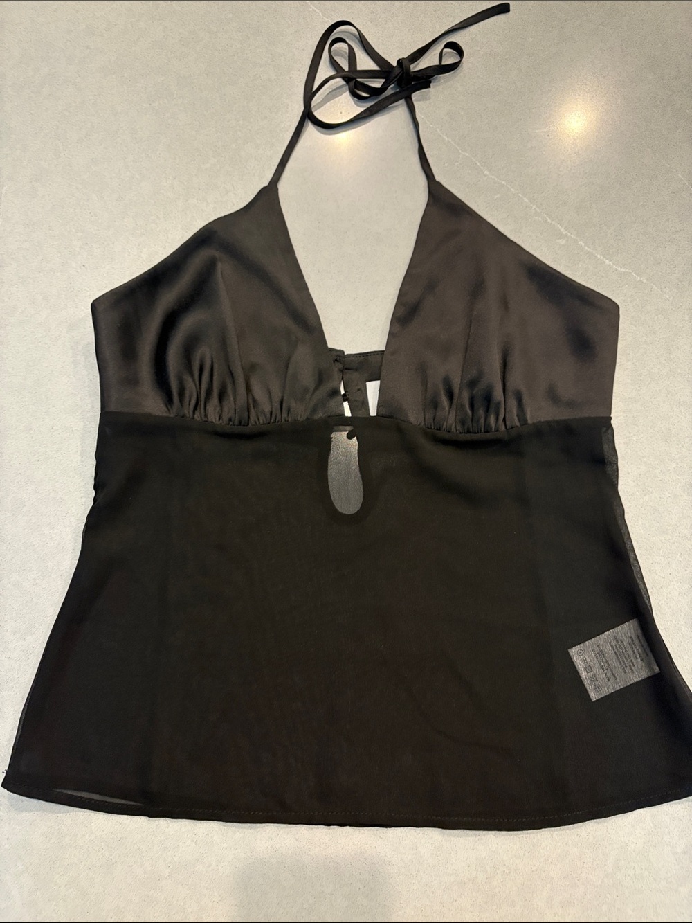 Peppermayo Black Halter Mesh-Panel Camisole